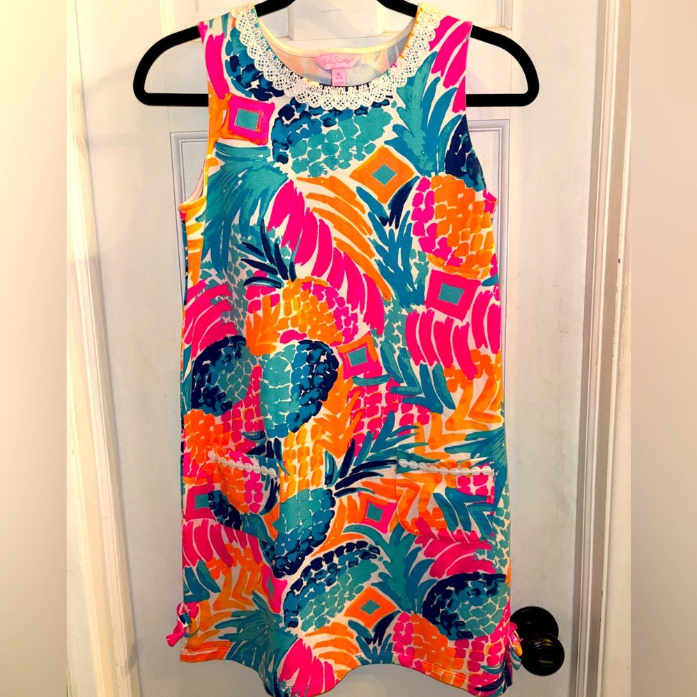 Lilly Pulitzer Vibrant Goombay Smashed Girls Shift Dress sz 12-14